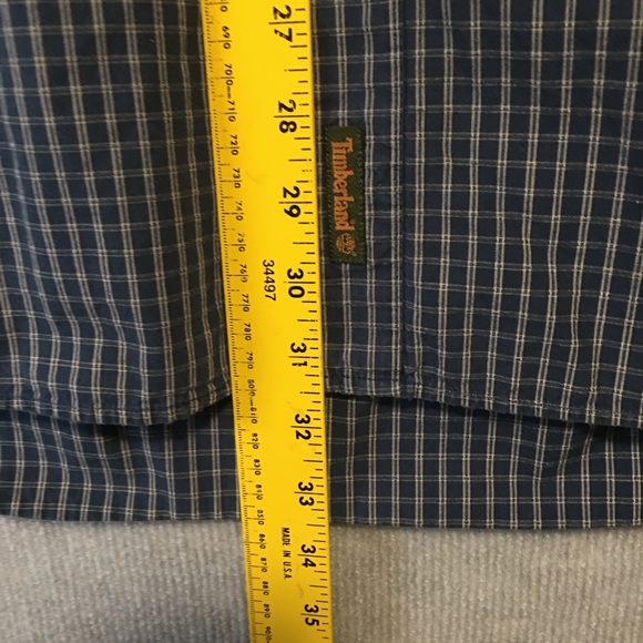 Timberland Button down short sleeve blue plaid shirt Lg EUC - Picture 10 of 13